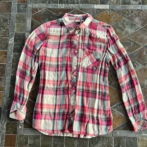 Girls’ Button Down Plaid Long Sleeve Shirt